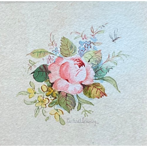 136 - Michael Crawley, a set of four, studies for porcelain, 8.5cm x 8.5cm