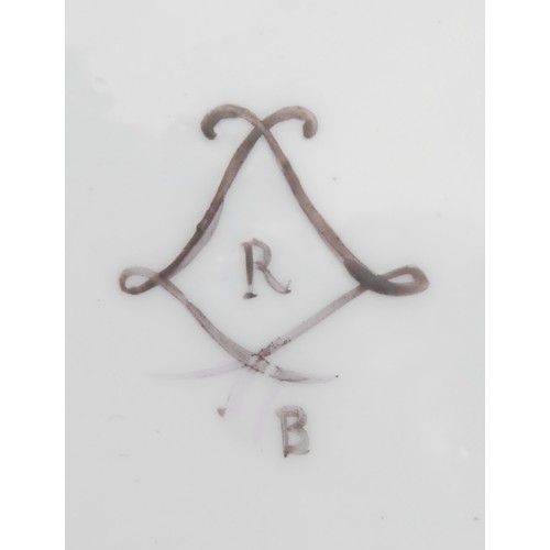 178 - A Sevres shaped circular plate, feuille de choux moulding at the rims, painted by Le Bel, with a cen... 