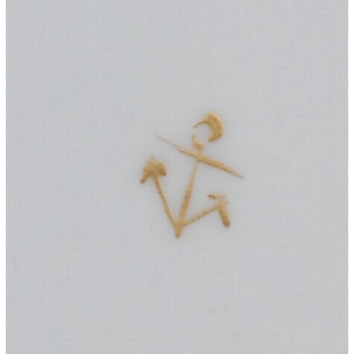 179 - A shaped circular cabinet plate, painted with botanical and ornithological specimens, moulded and pi... 