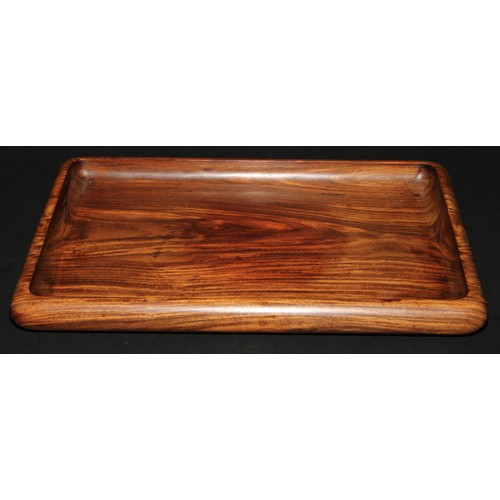 242 - A Chinese huanghuali rounded rectangular tray, 35.5cm wide