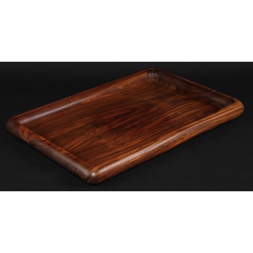 242 - A Chinese huanghuali rounded rectangular tray, 35.5cm wide