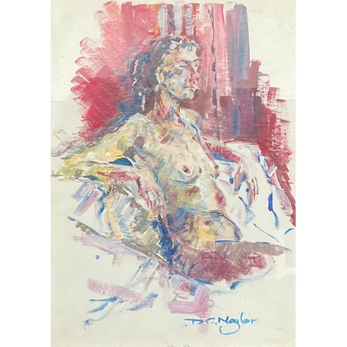 386 - David Naylor 
Portrait of a Female Nude
signed, oil on board, 35cm x 25cm