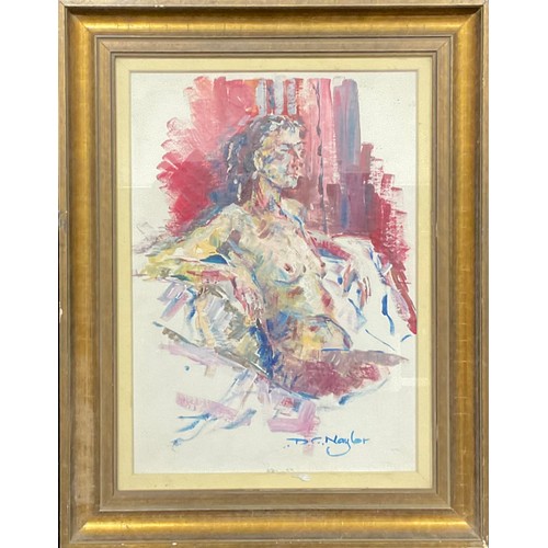 386 - David Naylor 
Portrait of a Female Nude
signed, oil on board, 35cm x 25cm