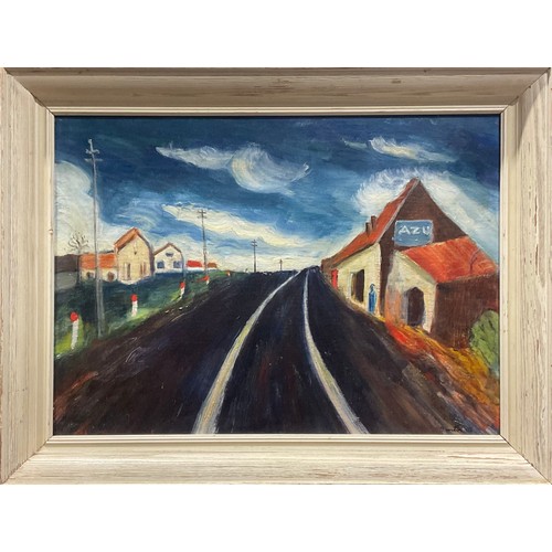 373 - Benton
The Lonely Road,
bears signature, oil on board, 36cm x 50cm