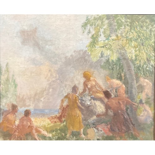 392 - English School (early 20th century)
Nude Figures on the Shore,
inscribed Roland Batcherlor and with ... 