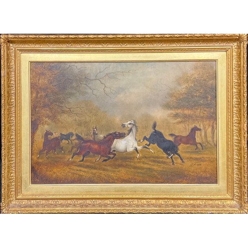 340 - English School (19th century)
Horses in a Storm
oil on canvas, 34cm x 52cm