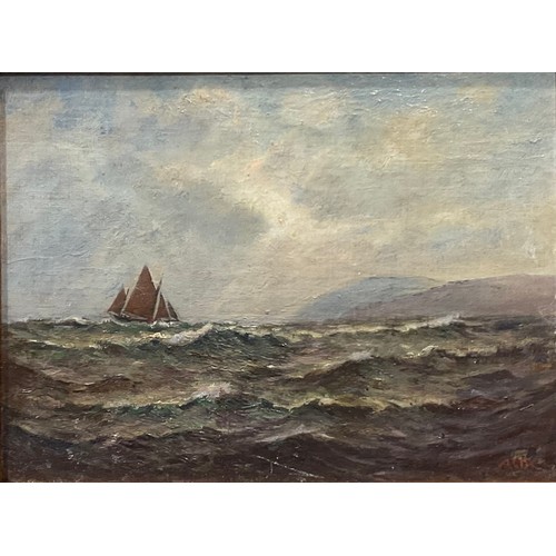 390 - English School (early 20th century)
a pair, Shipping Off the Isle of Man,
label to verso, oil on boa... 