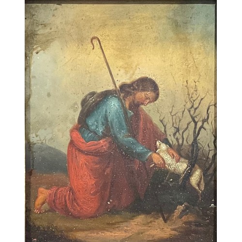 344 - English School (19th century)
The Good Shepherd,
oil on tin, 23cm x 18cm