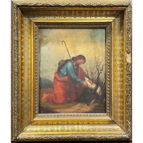 344 - English School (19th century)
The Good Shepherd,
oil on tin, 23cm x 18cm