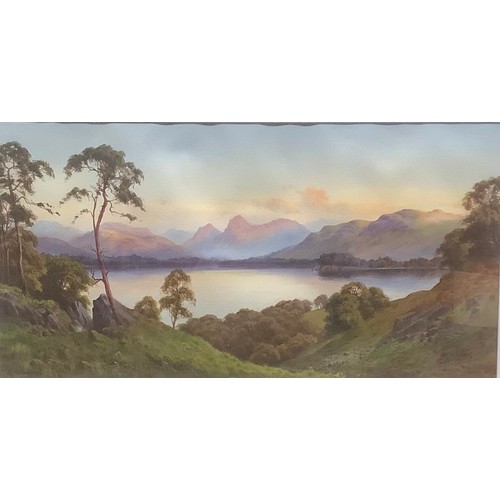 364 - Edward H Thompson  (1879 - 1948)
Windermere & The Langdale Pikes
signed, watercolour, 22.5cm x 43cm