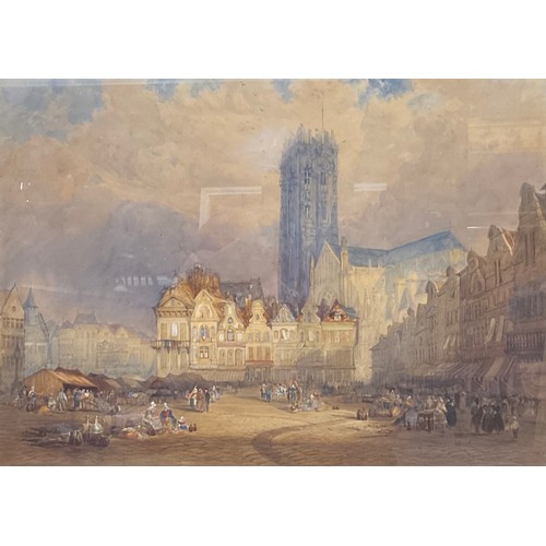 357 - Continental School (19th century)
View of the Market Square, Haarlem, Holland
watercolour, 54cm x 75... 