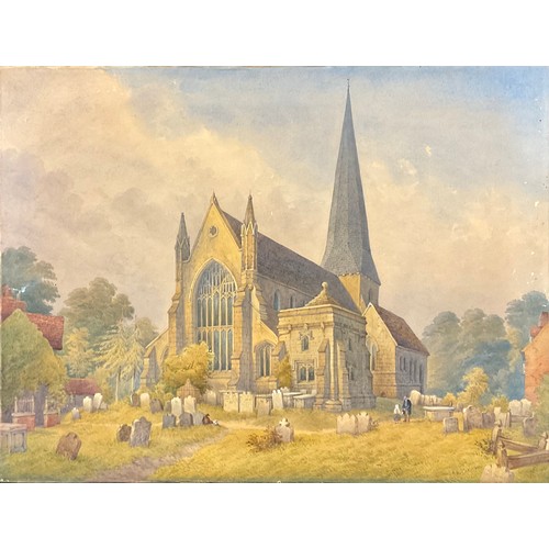 351 - C De Paris (19th century)
An English Country Church,
signed, dated 1882, watercolour, 56cm x 74cm