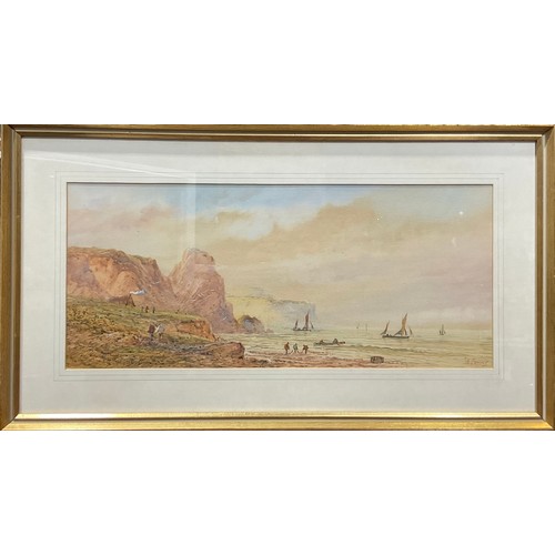 362 - E Lewis (Exhib. 1847 - 1855)
Bringing In The Nets, English Coast
signed, watercolour, 24cm x 54cm