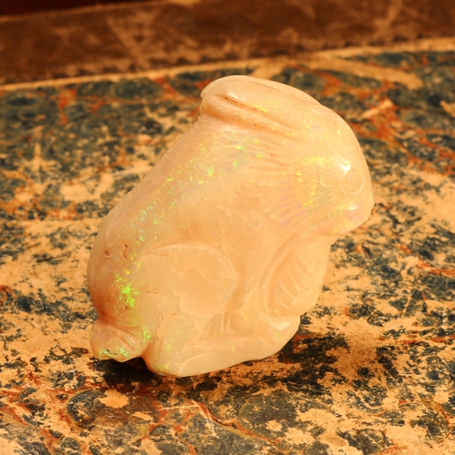 1278 - Alfred Lyndhurst Pocock (1882 - 1962), an opal carving, of a rabbit, 4.5cm long, signed A L Pocock R... 