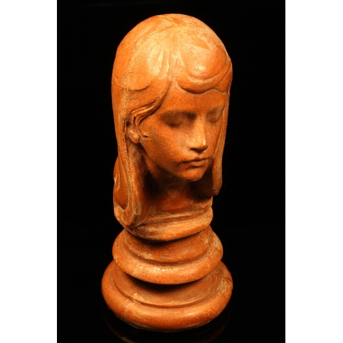 1251 - Alfred Lyndhurst Pocock (1882 - 1962), a terracotta bust, a young girl with long flowing hair, waist... 