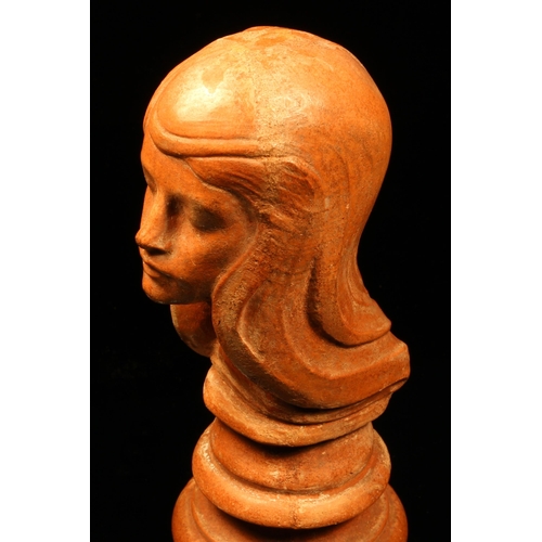 1251 - Alfred Lyndhurst Pocock (1882 - 1962), a terracotta bust, a young girl with long flowing hair, waist... 