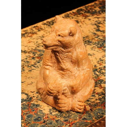 1252 - Alfred Lyndhurst Pocock (1882 - 1962), a terracotta cabinet sculpture, of a bear, 7cm high, signed w... 