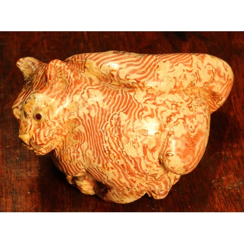 1262 - Alfred Lyndhurst Pocock (1882 - 1962), an agate glazed terracotta cabinet sculpture, of a cat, unsig... 