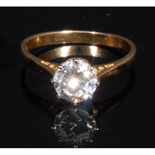 954 - A diamond solitaire ring, round brilliant cut diamond measuring approx 6.67mm, estimated carat weigh... 