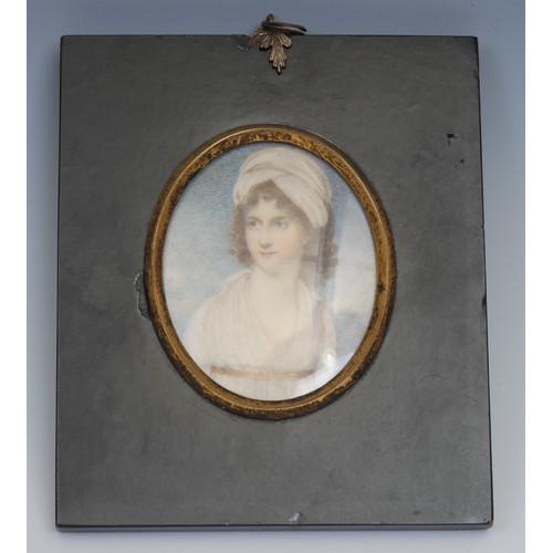 1168 - English School, early 19th century, a portrait miniature, of a lady, Mrs Ballard, wife of Admiral Ba... 