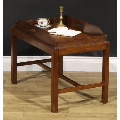 2128 - A George III Revival mahogany butler’s tray on stand, 52cm high overall, 68cm wide, 42cm deep, early... 