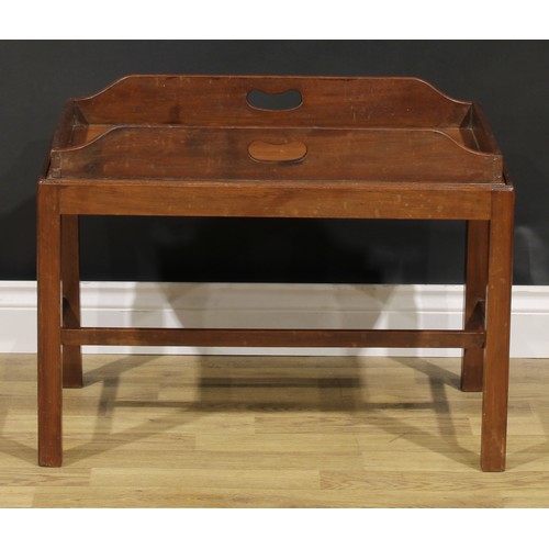 2128 - A George III Revival mahogany butler’s tray on stand, 52cm high overall, 68cm wide, 42cm deep, early... 