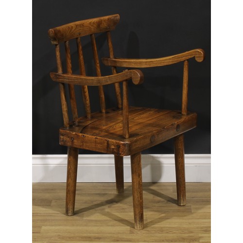 1616 - A 19th century Irish ash hedge or famine chair, of traditional vernacular form, 74cm high, 54cm wide... 