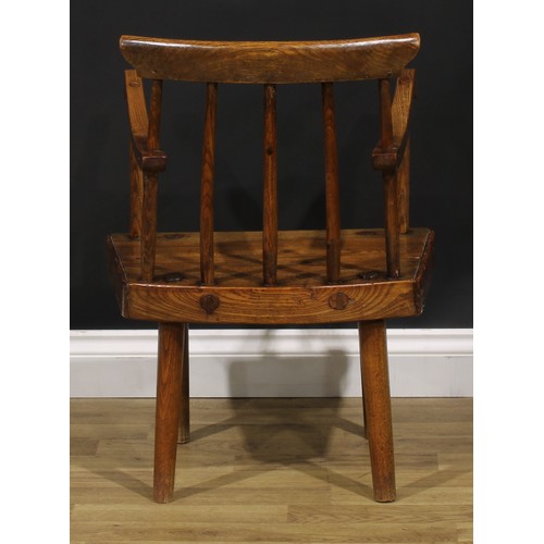 1616 - A 19th century Irish ash hedge or famine chair, of traditional vernacular form, 74cm high, 54cm wide... 