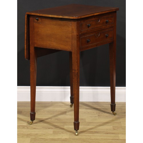 2147 - A George III Revival mahogany chamber table, rounded rectangular top with fall leaf, above two friez... 