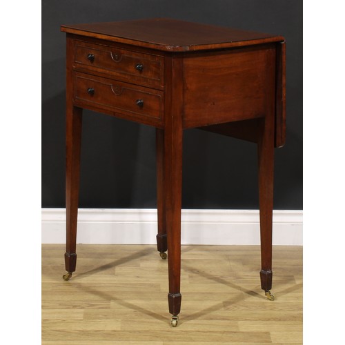 2147 - A George III Revival mahogany chamber table, rounded rectangular top with fall leaf, above two friez... 