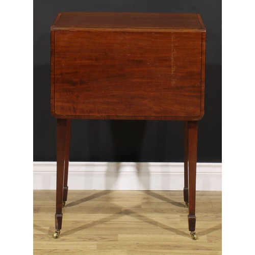 2147 - A George III Revival mahogany chamber table, rounded rectangular top with fall leaf, above two friez... 