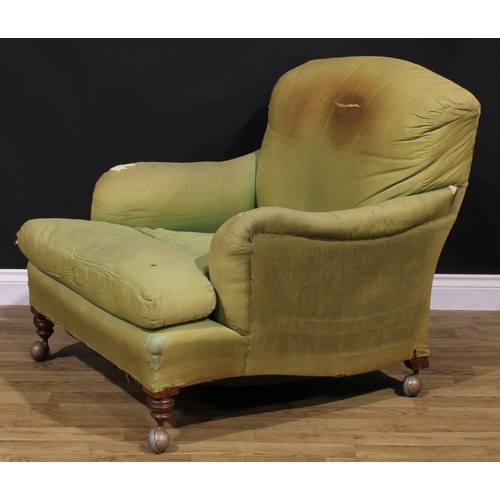 1456 - A 19th century Bridgewater type easy chair, by Howard & Sons, stuffed-over upholstery, stamped 7426 ... 