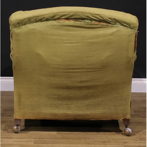 1456 - A 19th century Bridgewater type easy chair, by Howard & Sons, stuffed-over upholstery, stamped 7426 ... 