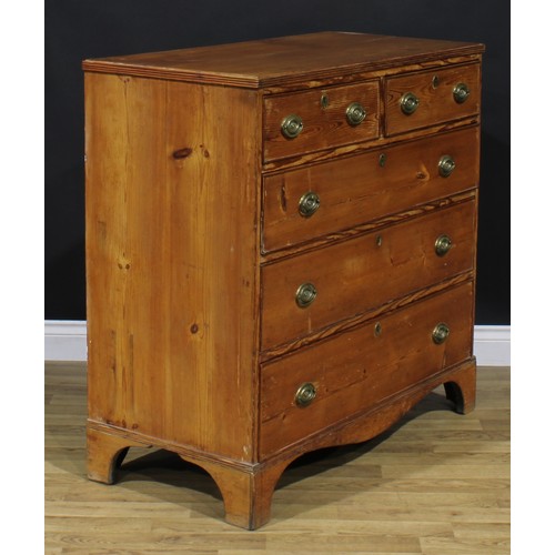 2149 - A George III pine chest, of two short and three long graduated drawers, 100cm high, 102cm wide, 49cm... 