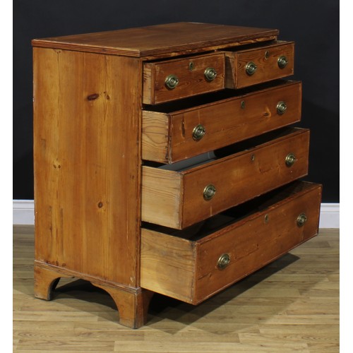 2149 - A George III pine chest, of two short and three long graduated drawers, 100cm high, 102cm wide, 49cm... 