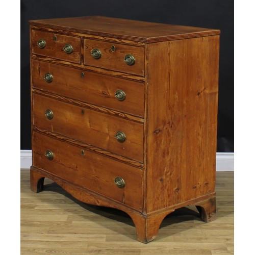 2149 - A George III pine chest, of two short and three long graduated drawers, 100cm high, 102cm wide, 49cm... 