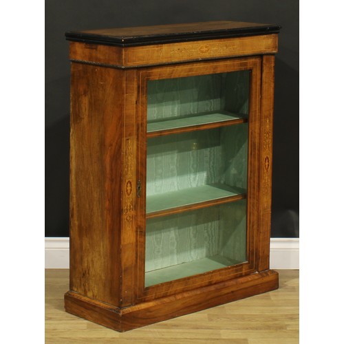 2110 - A Victorian walnut and marquetry pier cabinet, 97cm high, 75.5cm wide, 30.5cm deep, c.1860