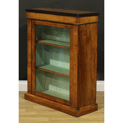 2110 - A Victorian walnut and marquetry pier cabinet, 97cm high, 75.5cm wide, 30.5cm deep, c.1860