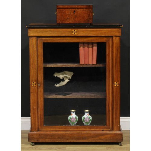 2112 - A Victorian walnut and parquetry pier cabinet, 101.5cm high, 79.5cm wide, 29.5cm deep, c.1880