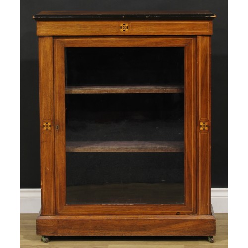 2112 - A Victorian walnut and parquetry pier cabinet, 101.5cm high, 79.5cm wide, 29.5cm deep, c.1880