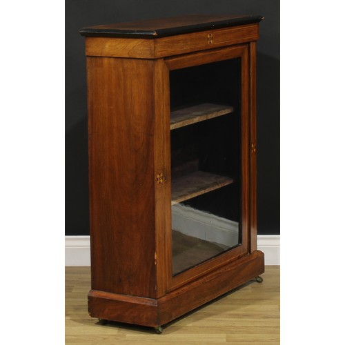 2112 - A Victorian walnut and parquetry pier cabinet, 101.5cm high, 79.5cm wide, 29.5cm deep, c.1880