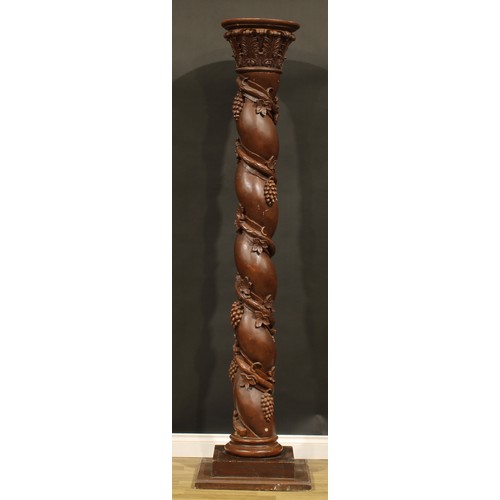 2049 - Interior Design - a substantial hardwood Solomonic column, acanthus capital, the helical pillar inte... 