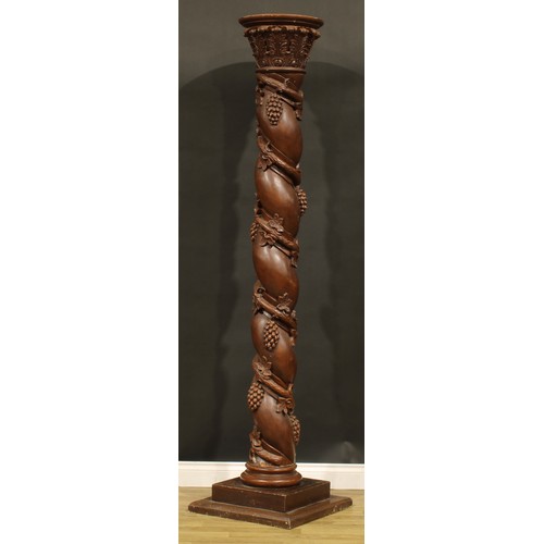 2049 - Interior Design - a substantial hardwood Solomonic column, acanthus capital, the helical pillar inte... 