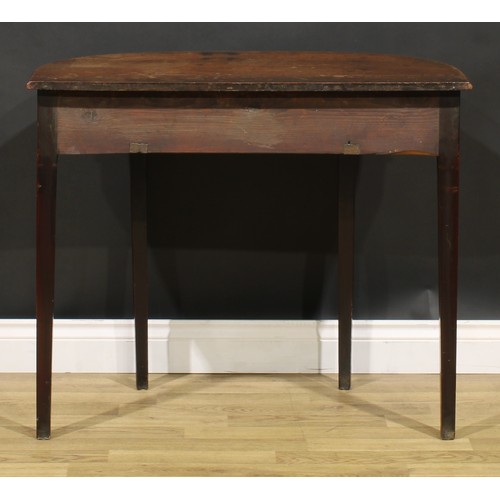 1634 - A George III mahogany D-shaped side table, slightly oversailing top with moulded edge above a single... 