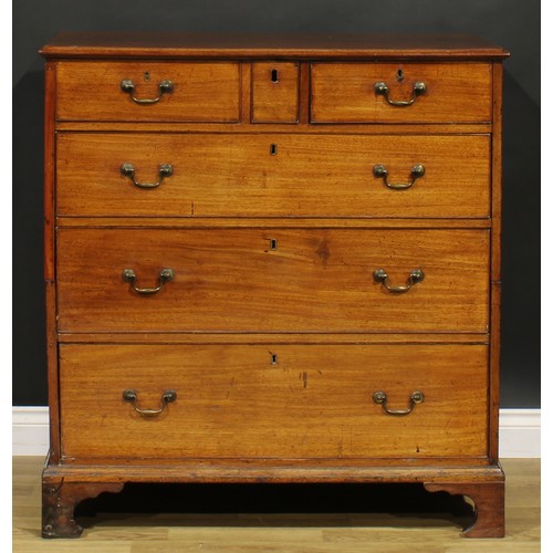 2039 - An unusual George III mahogany chest, rectangular top above an idiosyncratic arrangement of three sh... 