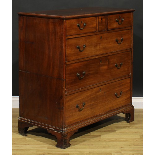 2039 - An unusual George III mahogany chest, rectangular top above an idiosyncratic arrangement of three sh... 