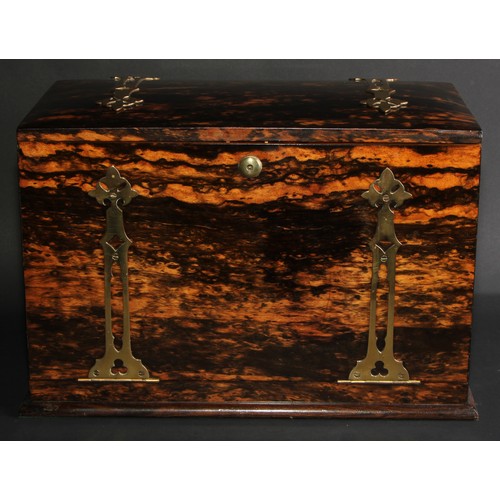 2102 - A Victorian Scottish brass mounted Coromandel stationery box, by W&J Milne, Edinburgh, oak fitted in... 