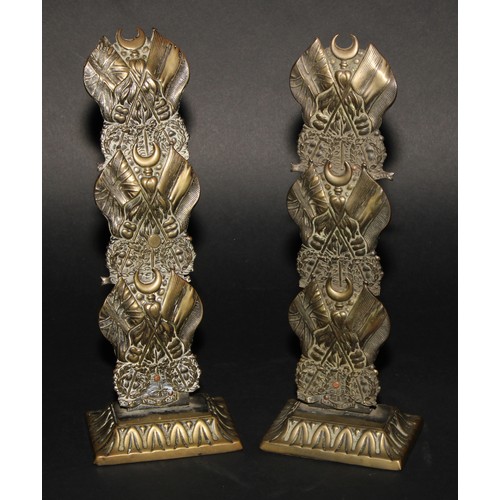 2055 - A pair of 19th century table top letter racks, of Crimean War interest, the divisions embossed with ... 