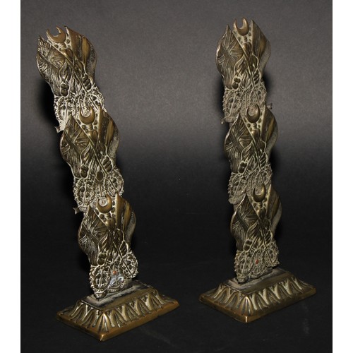 2055 - A pair of 19th century table top letter racks, of Crimean War interest, the divisions embossed with ... 