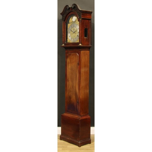 1611 - A 19th century Chippendale design mahogany longcase clock, 31cm arched brass dial inscribed James Gi... 